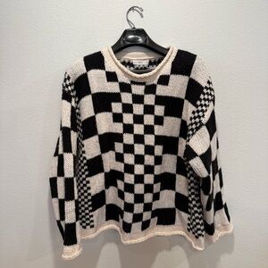 Talulah Black & White Checkered Oversized Sweater Size 1X